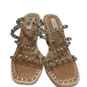 Steven New York Keina Slip On Wedge Sandal with Rhinestones Clear Sz 7.5